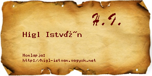 Higl István névjegykártya